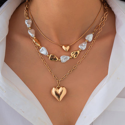 Irregular Metal Heart Pendant Necklace For Women