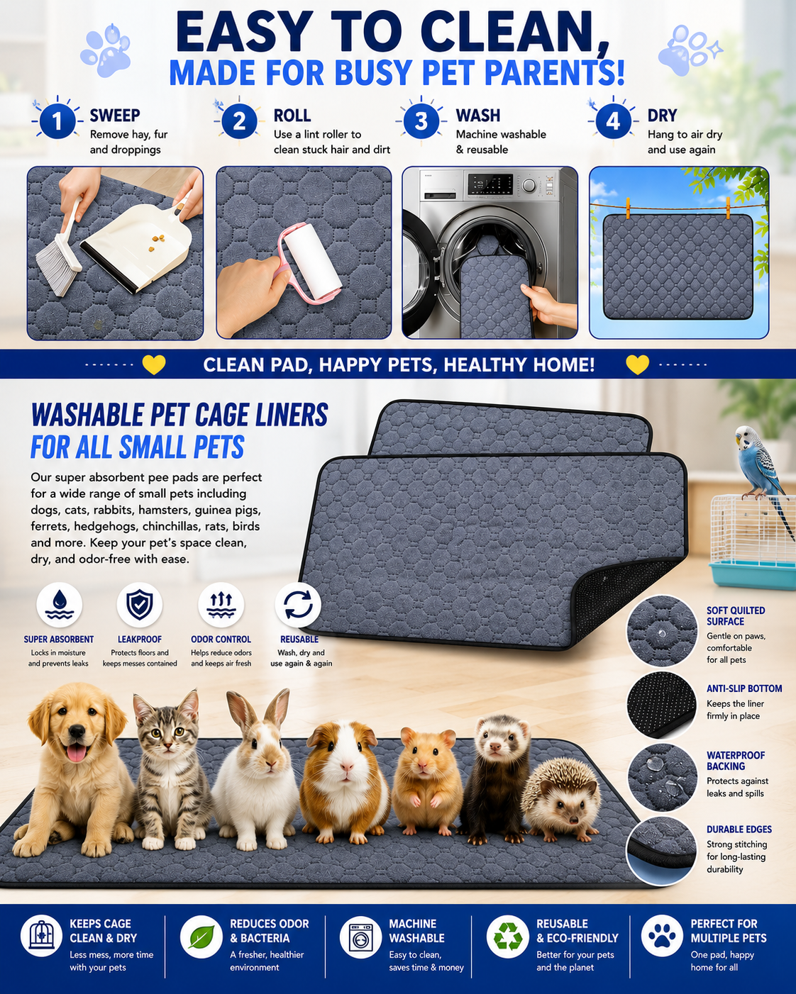 Washable Dog & Cat Pee Pad