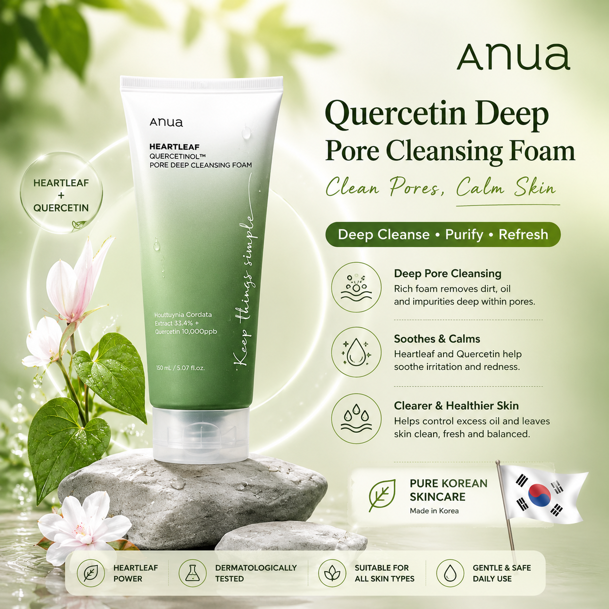 Anua Heartleaf Korean Skincare Set – Deep Cleansing Face Wash & Makeup Cleansing Oil for Pore Care and Hydrated Skin