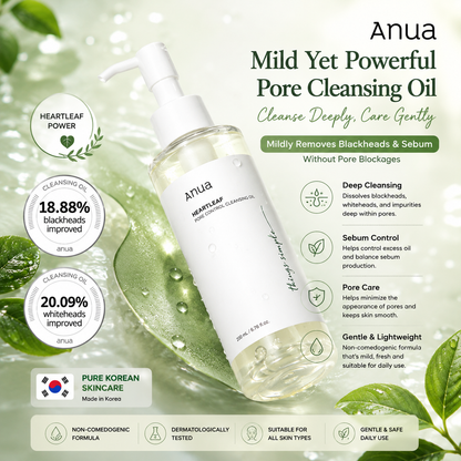 Anua Heartleaf Korean Skincare Set – Deep Cleansing Face Wash & Makeup Cleansing Oil for Pore Care and Hydrated Skin