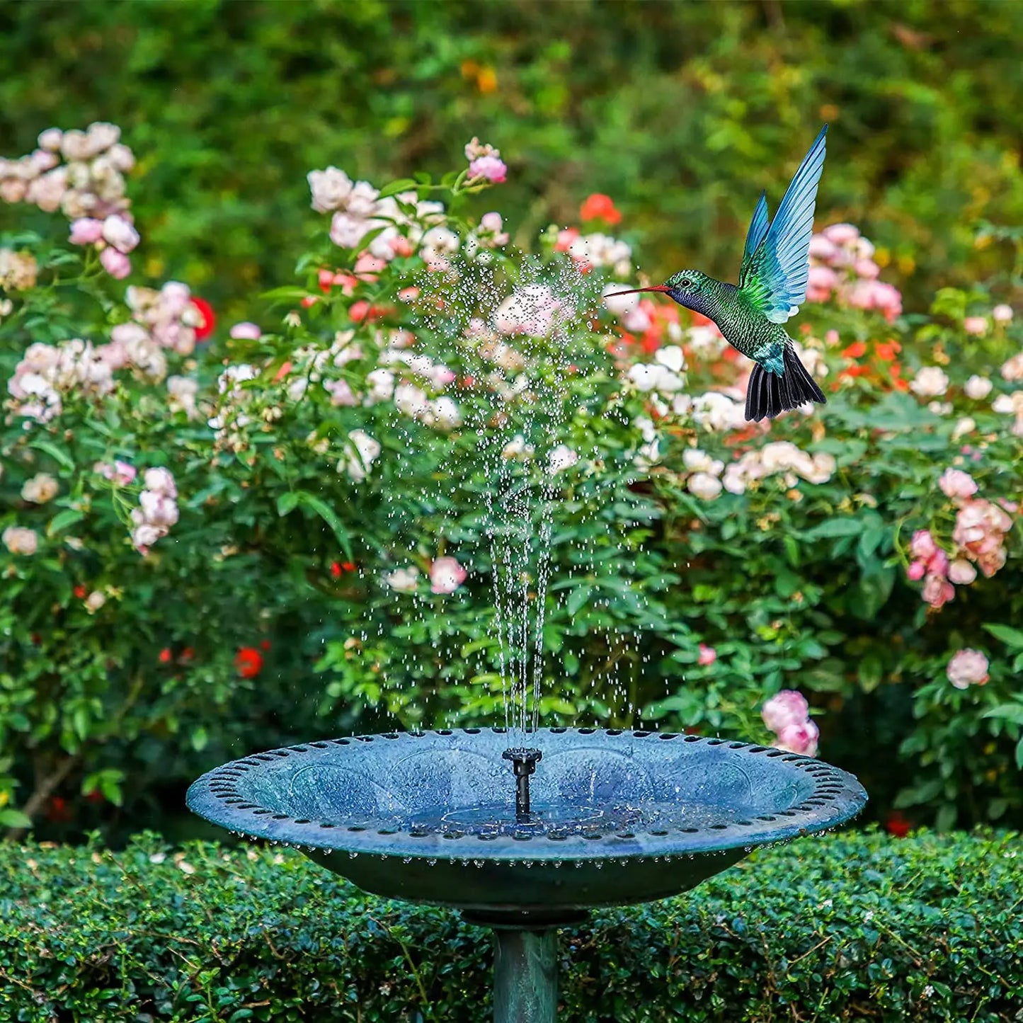 Solar Garden Fountain | Upgraded 1.4W Solar Pump with 7 Spray Patterns | No Electricity Needed | Outdoor Water Feature for Pond, Patio & Bird Bath
