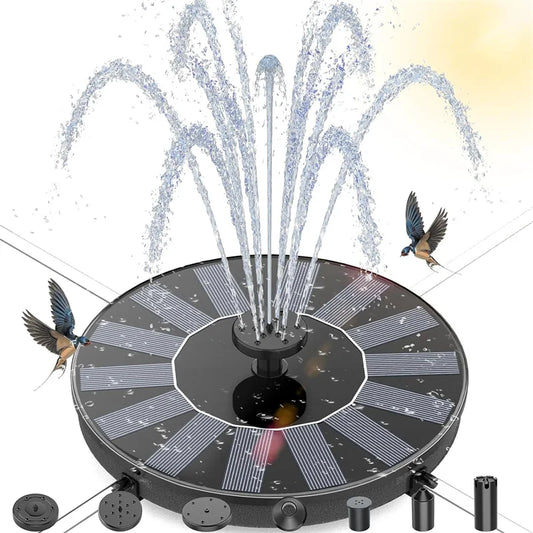 Solar Garden Fountain | Upgraded 1.4W Solar Pump with 7 Spray Patterns | No Electricity Needed | Outdoor Water Feature for Pond, Patio & Bird Bath