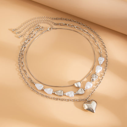 Irregular Metal Heart Pendant Necklace For Women