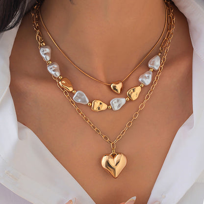 Irregular Metal Heart Pendant Necklace For Women
